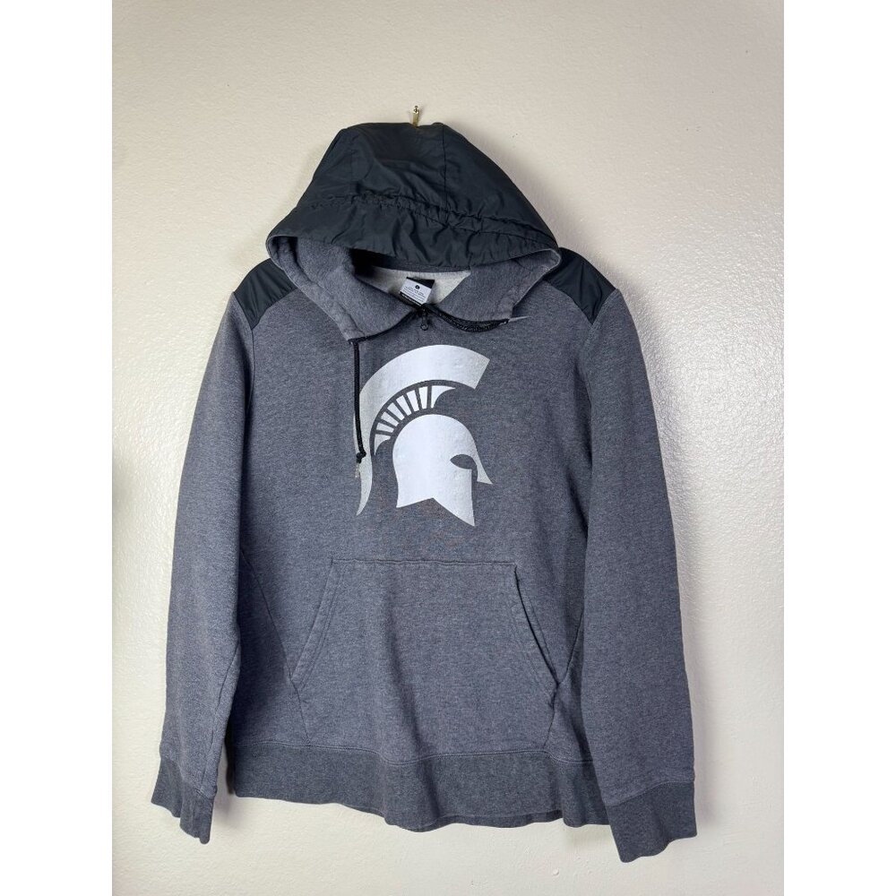 Nike Michigan State Spartans‎ Gray Hoodie Sweatshirt Men Size Large Fleece Lined
